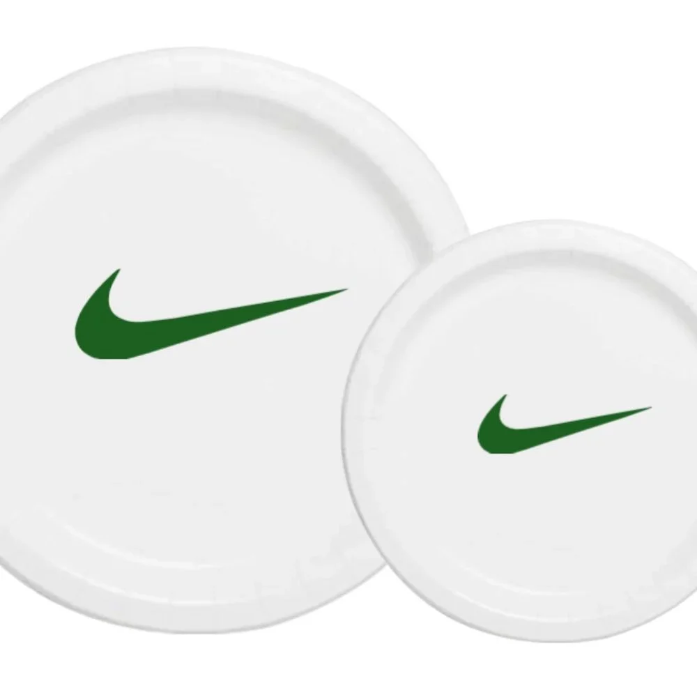 Sw00sh Plates | White & Green Basketball Party Paper Plates | Disposable 60 pcs